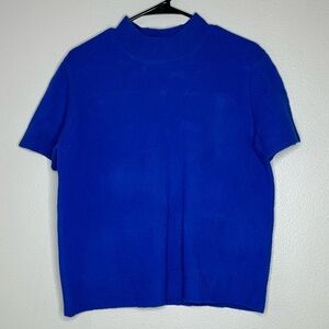 Old Navy 90s Tag 100% Lambswool mock neck short sleeve sweater‎ Blue Size XL